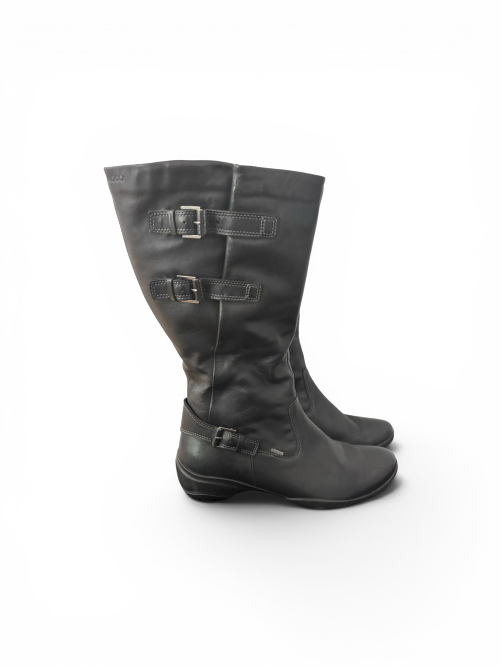 ECCO Nubuck Leather Boots Goretex Side Zip Buckle Details Sz 42 US 11/11.5